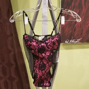 NWT One Piece Lace Teddy With Floral Detail By Jennifer Roberts